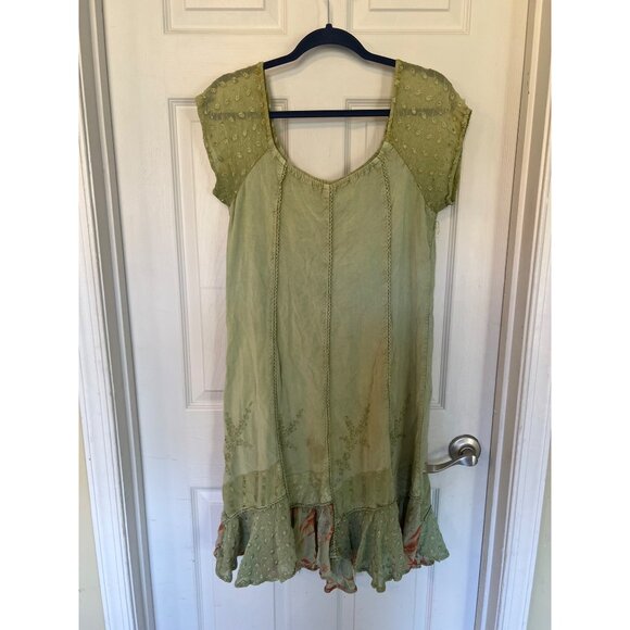 Sacred Threads Dresses & Skirts - Sacred Threads Green Cap Sleeve Bohemian Mini Dress One Size